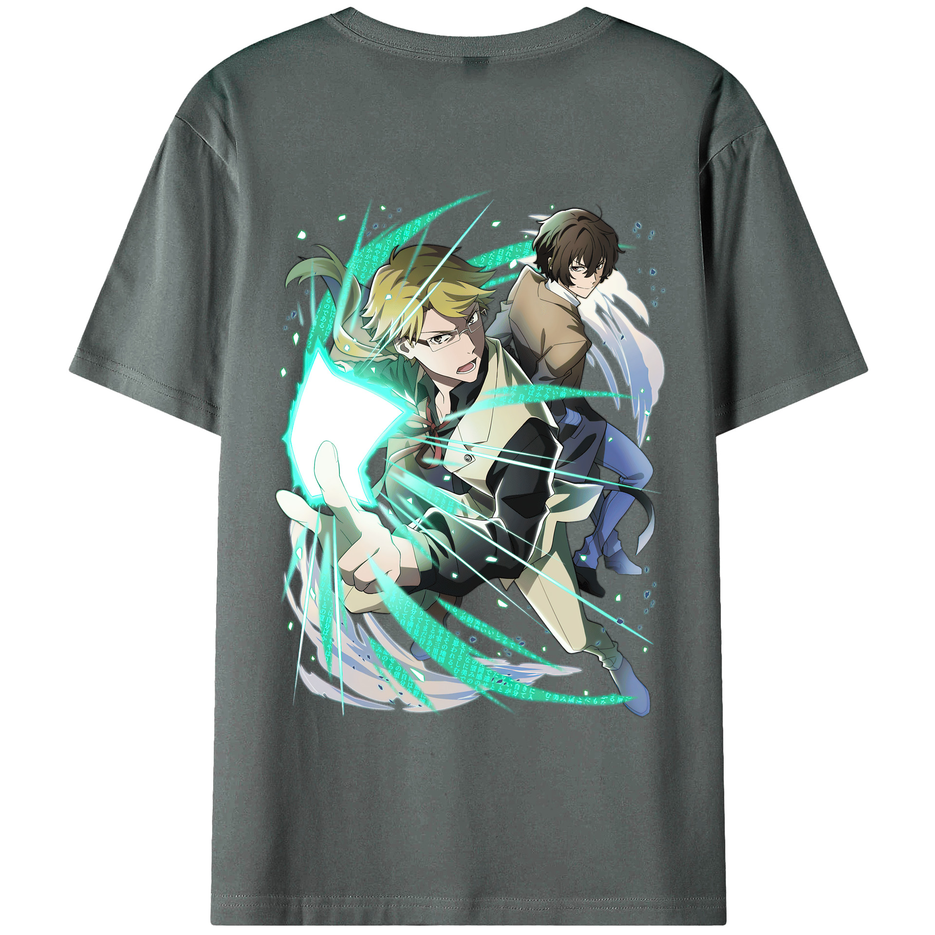 （画像用） 文豪ストレイドッグス Bungo Stray Dogs 綿100％ メンズ半袖Tシャツ（バックプリント） 通気性
